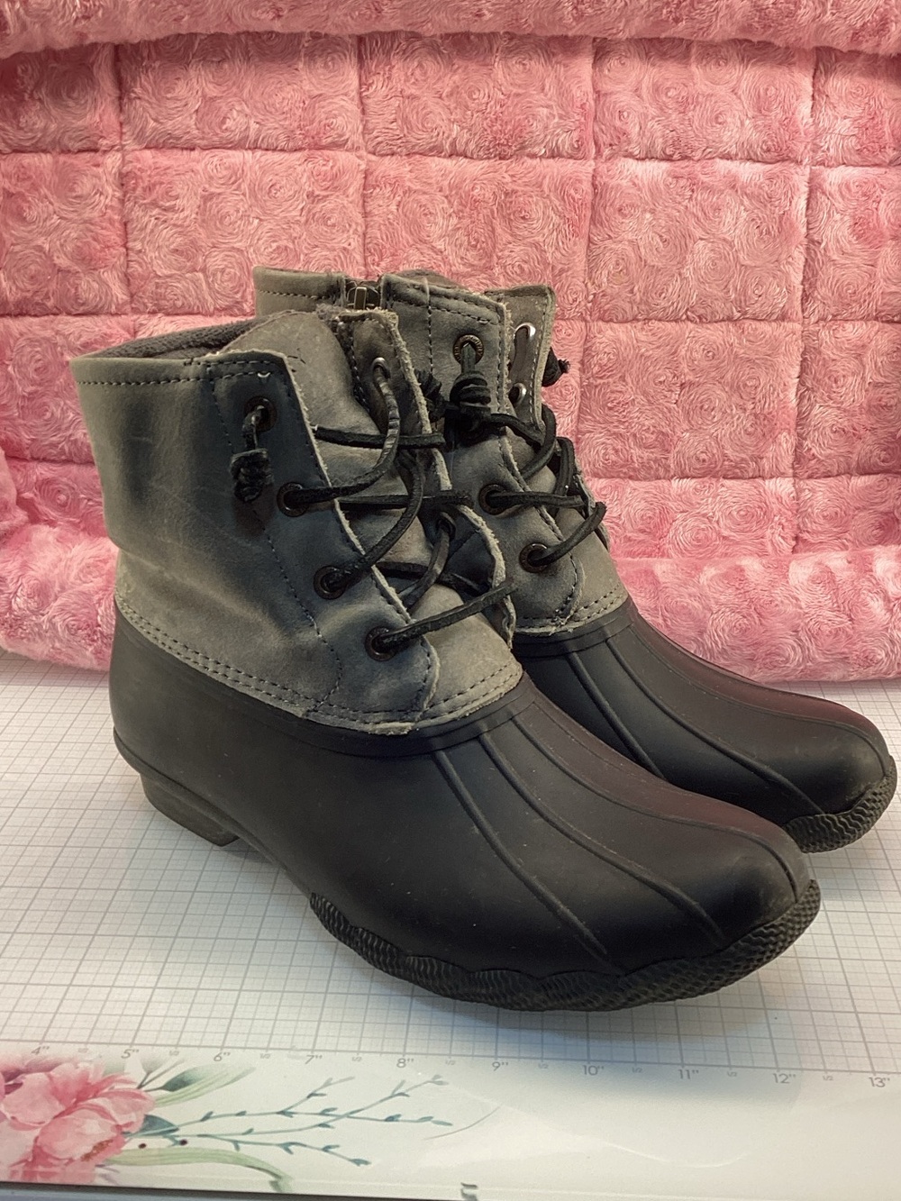 Sperry Grey Lace-Up Duck Boots